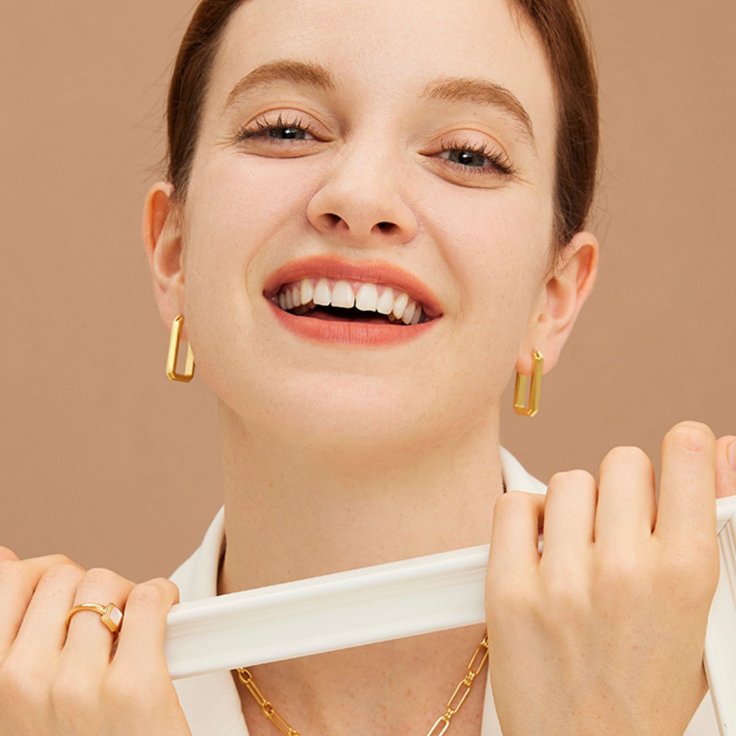 Geometric Rectangle Huggie Hoop Earrings