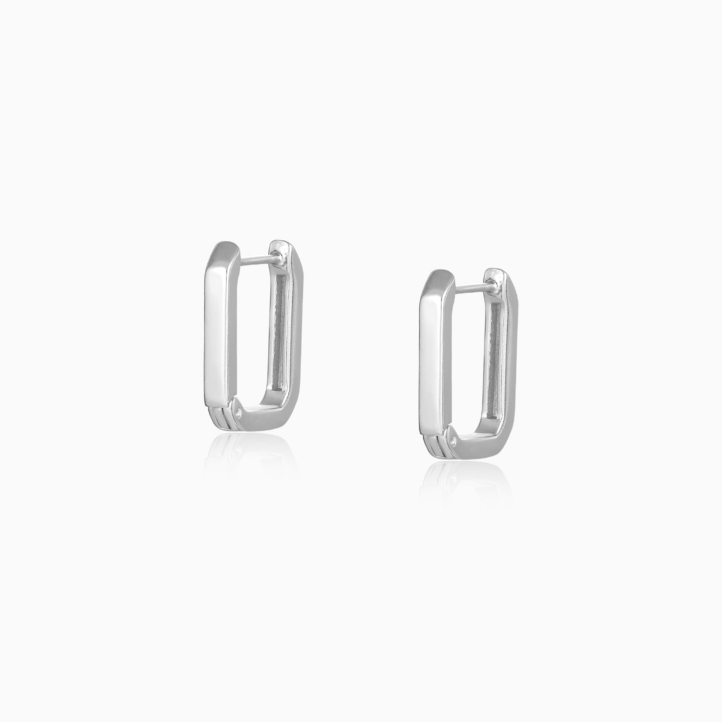 Geometric Rectangle Huggie Hoop Earrings