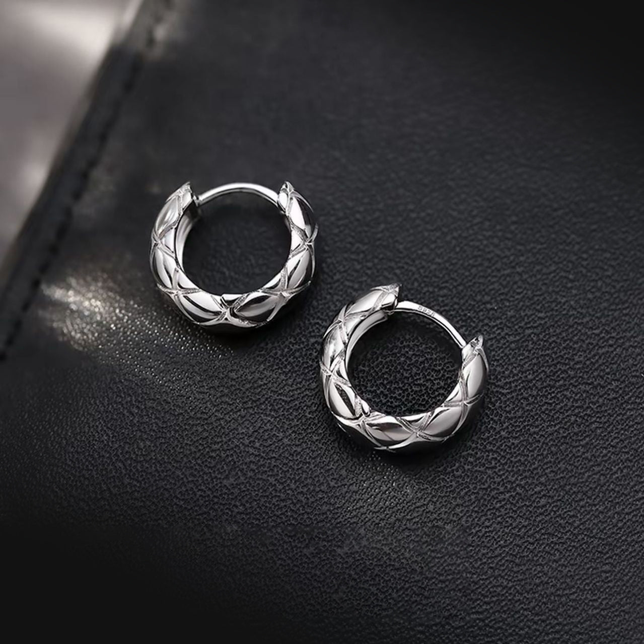 Quilted Round Hoop Earrings