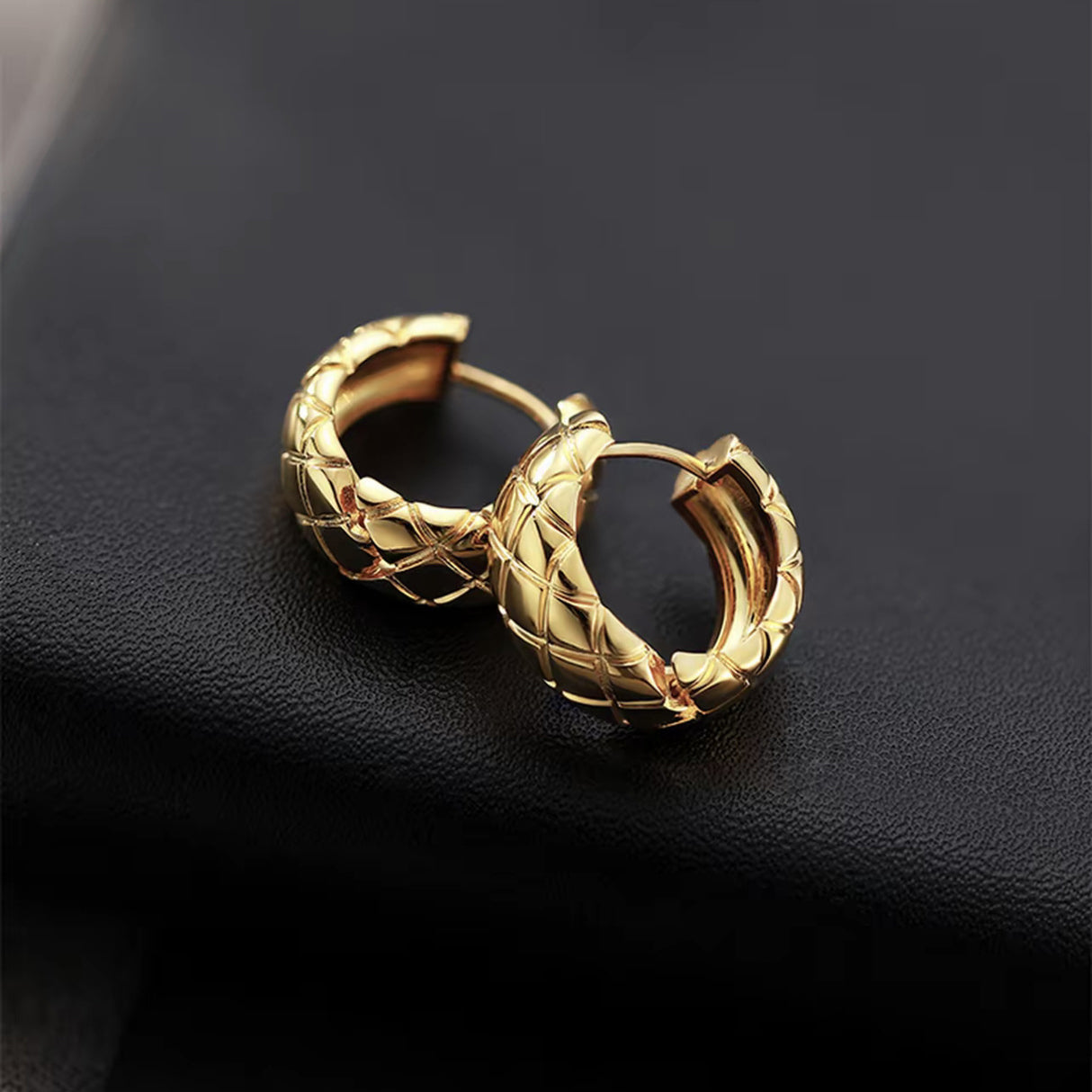 Quilted Round Hoop Earrings