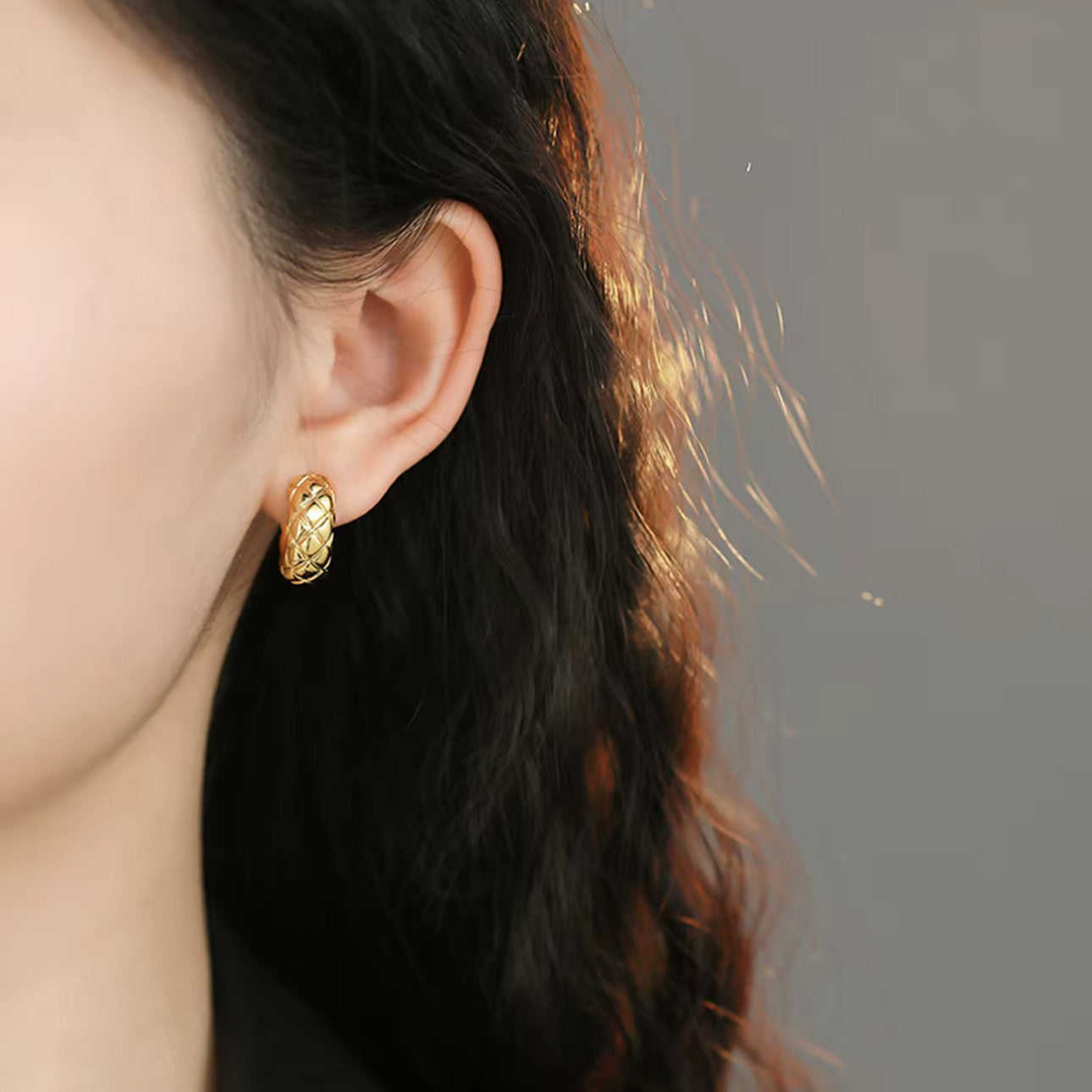 Quilted Round Hoop Earrings