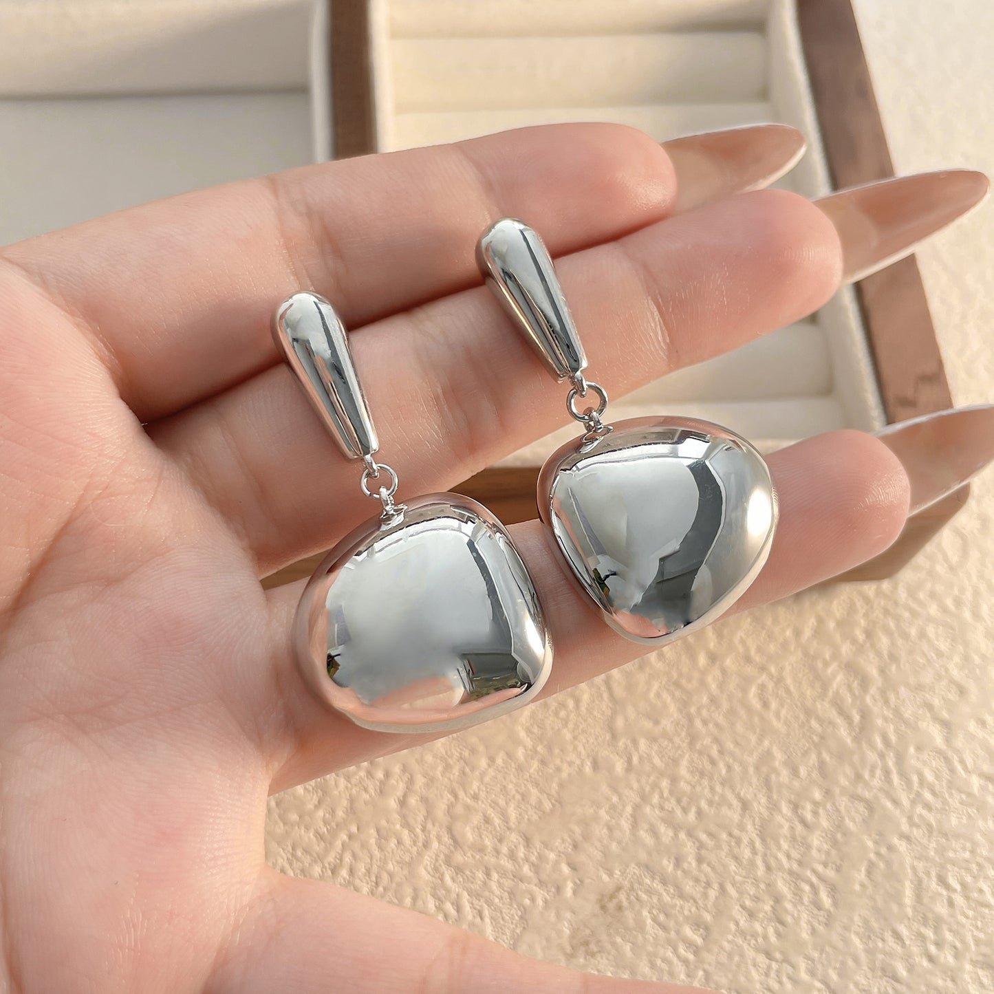 Irregular Oval Drop Earrings