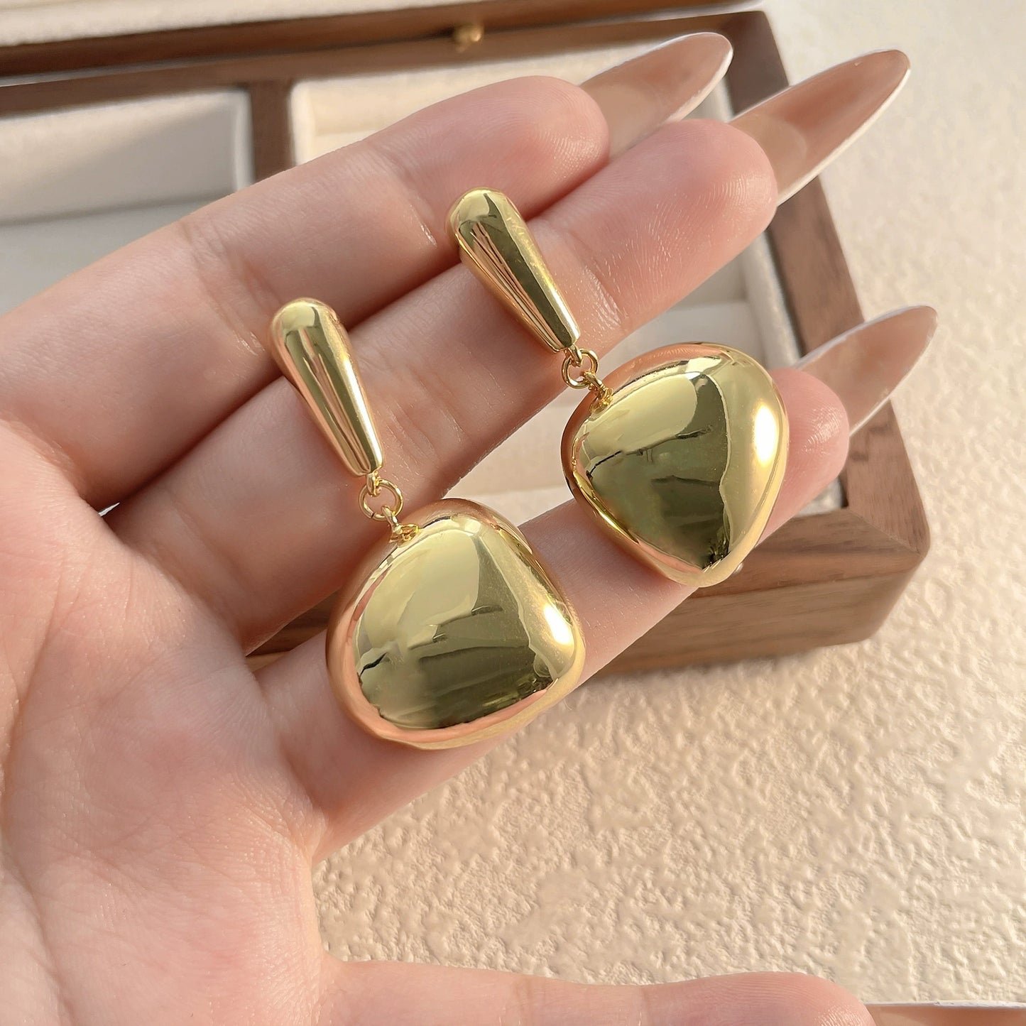 Irregular Oval Drop Earrings
