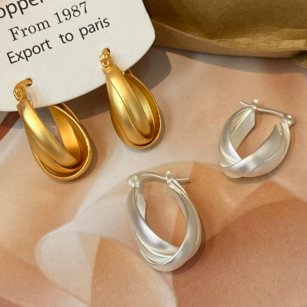 Twist Swirl Dome Hoop Earrings