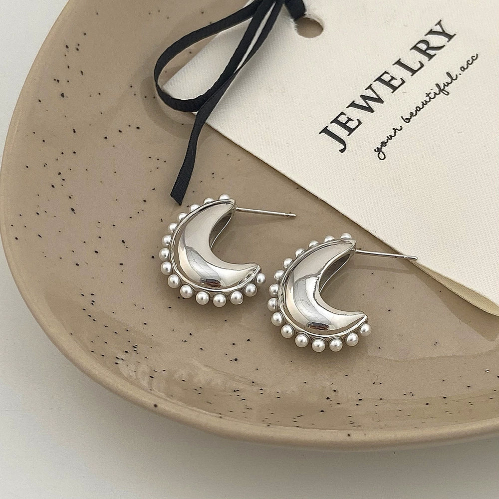 Pearl Crescent Glow Earrings