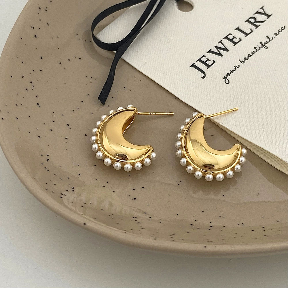 Pearl Crescent Glow Earrings