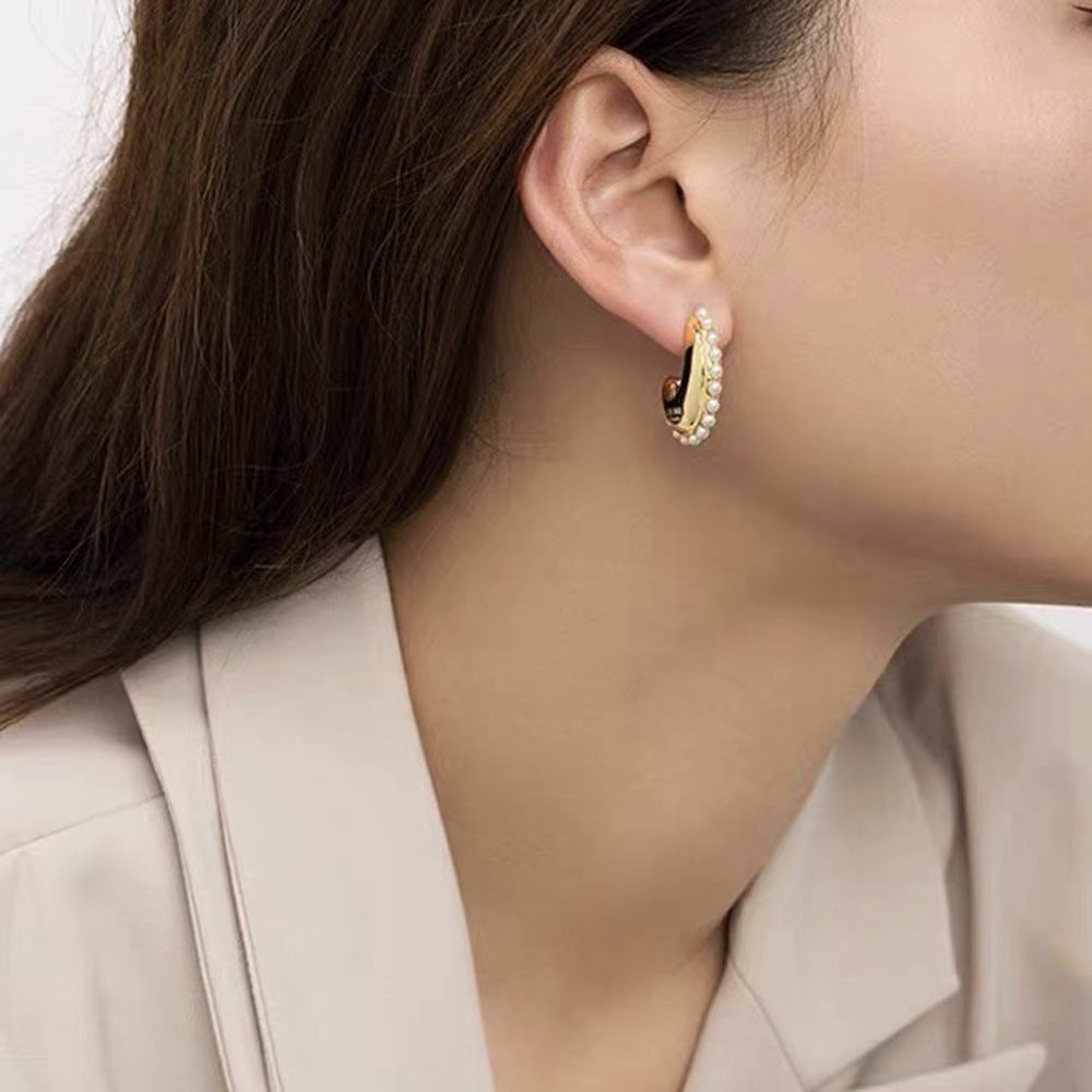 Pearl Crescent Glow Earrings