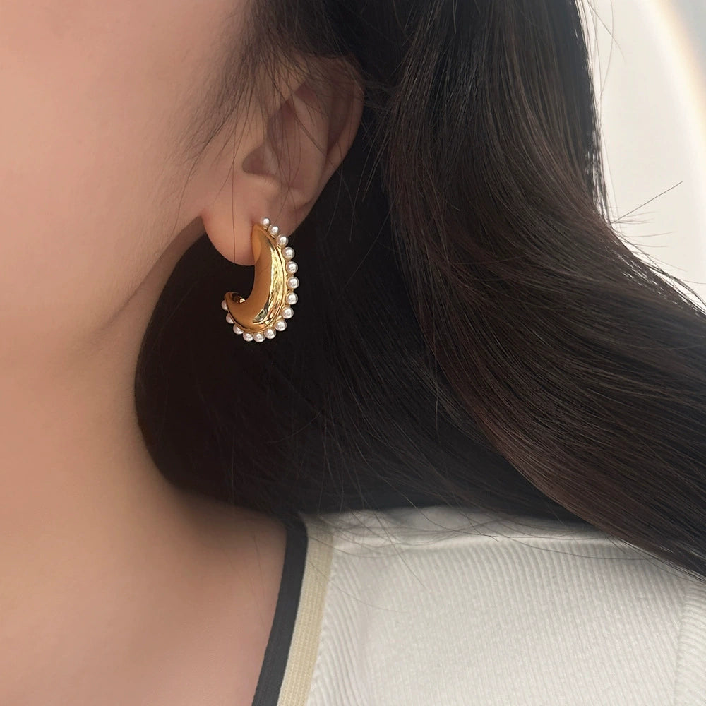 Pearl Crescent Glow Earrings