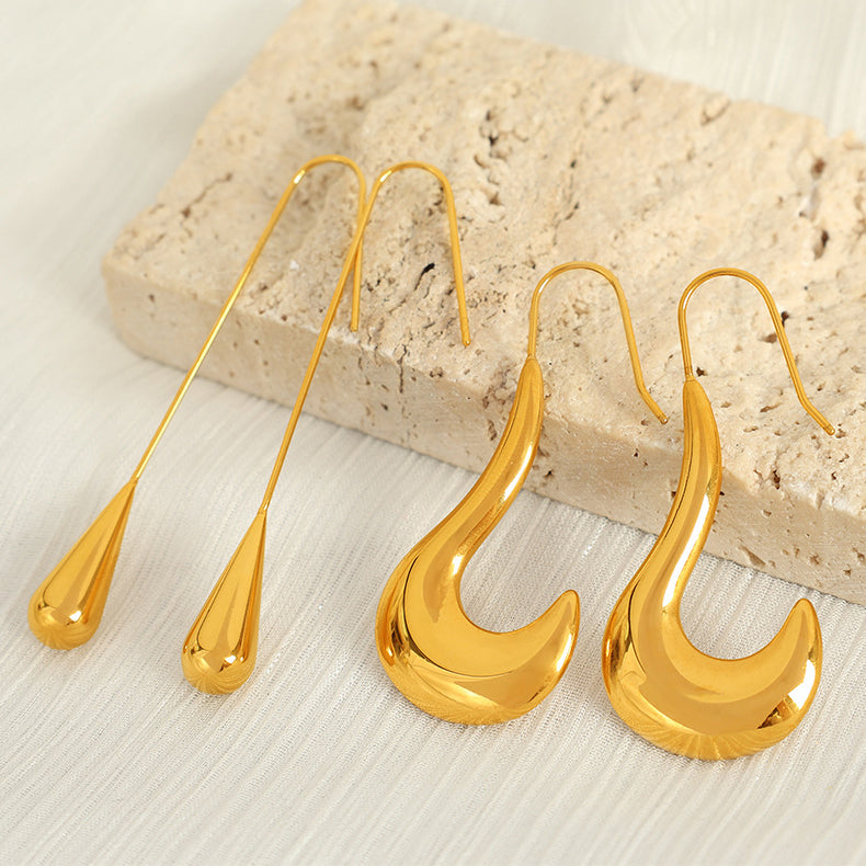 Fluid Curved Hook Earrings