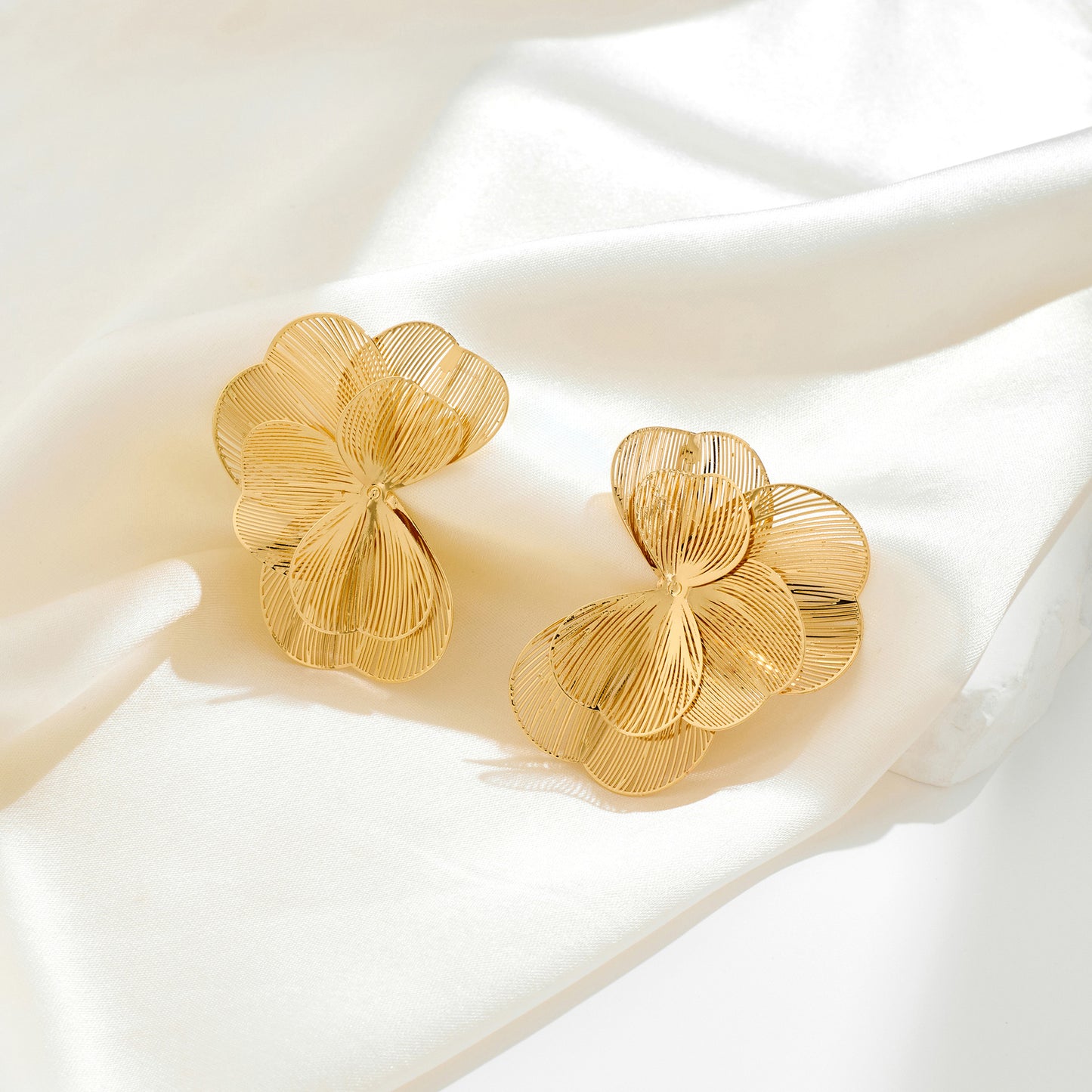 Layered Flower Statement Earrings