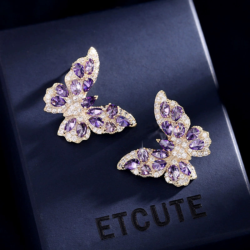 Petal-Wing Butterfly Stud Earrings