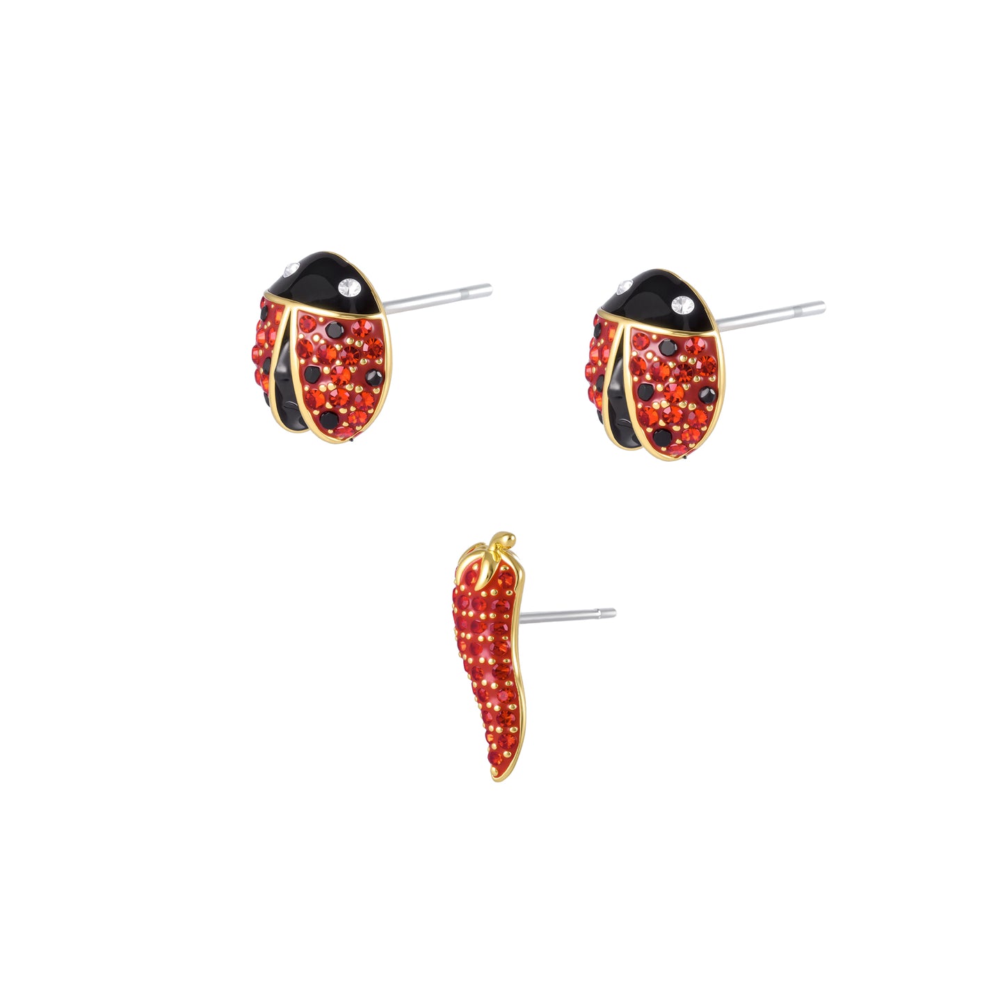Crimson Luck Ladybug Ear Studs
