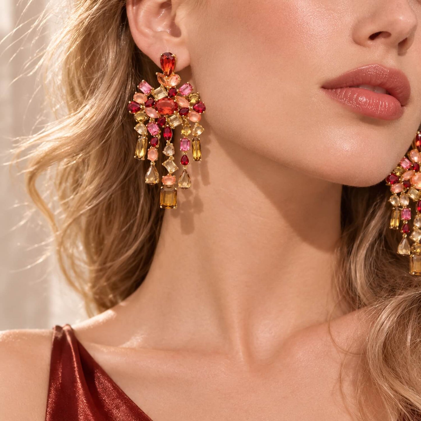 Warm Sunset Chandelier Earrings