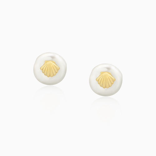 Scallop Shell Pearl Earrings