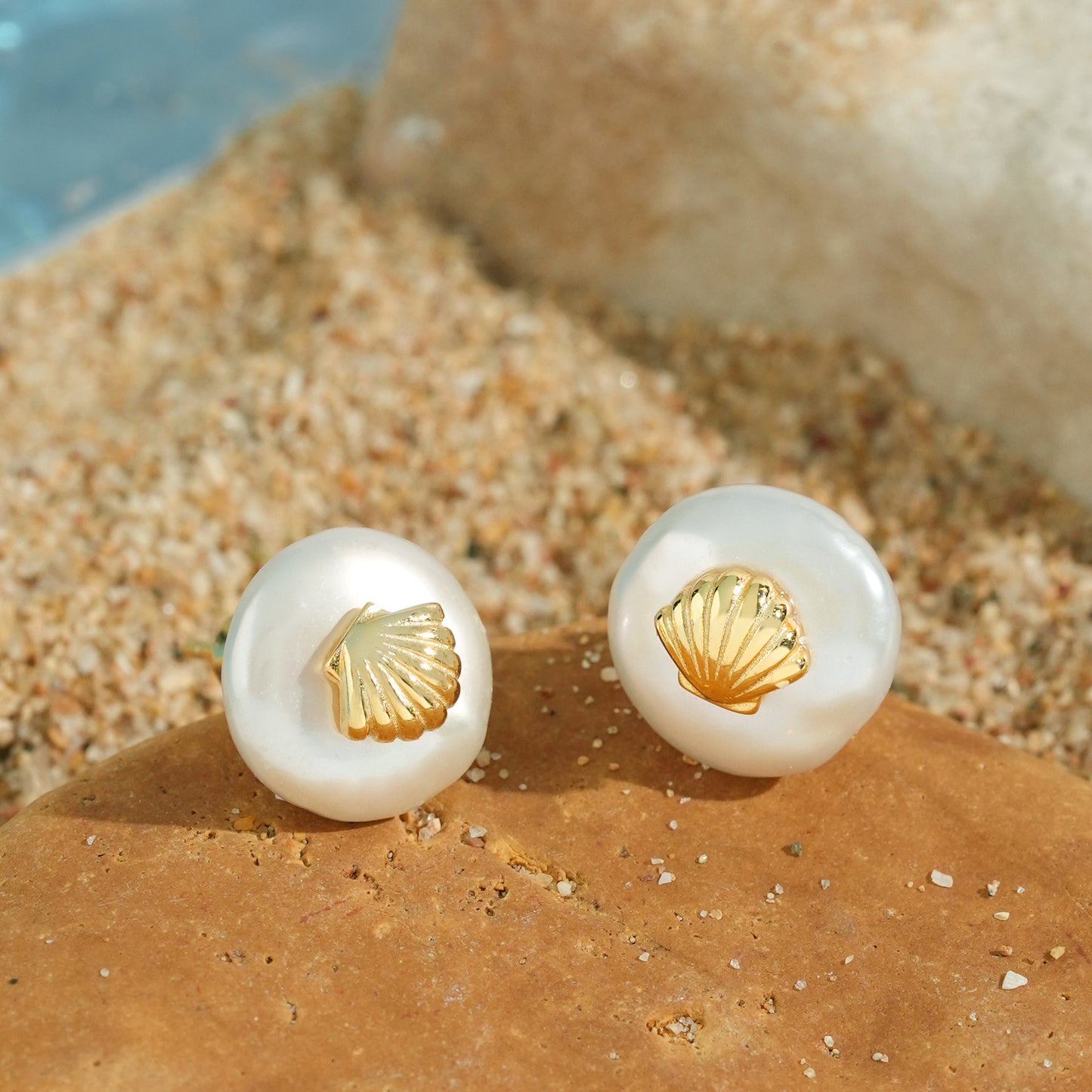 Scallop Shell Pearl Earrings