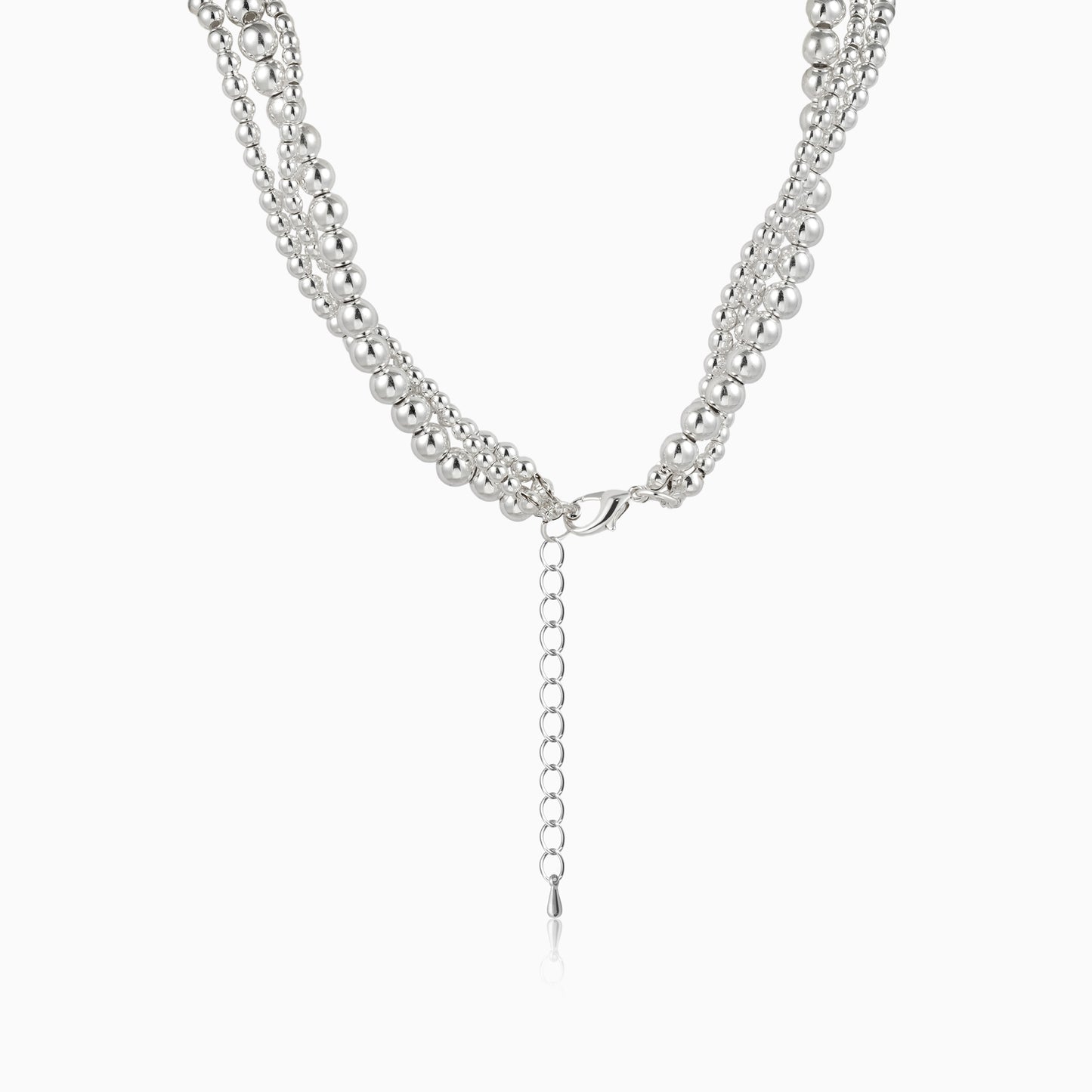 Layered Silver Bead Necklace