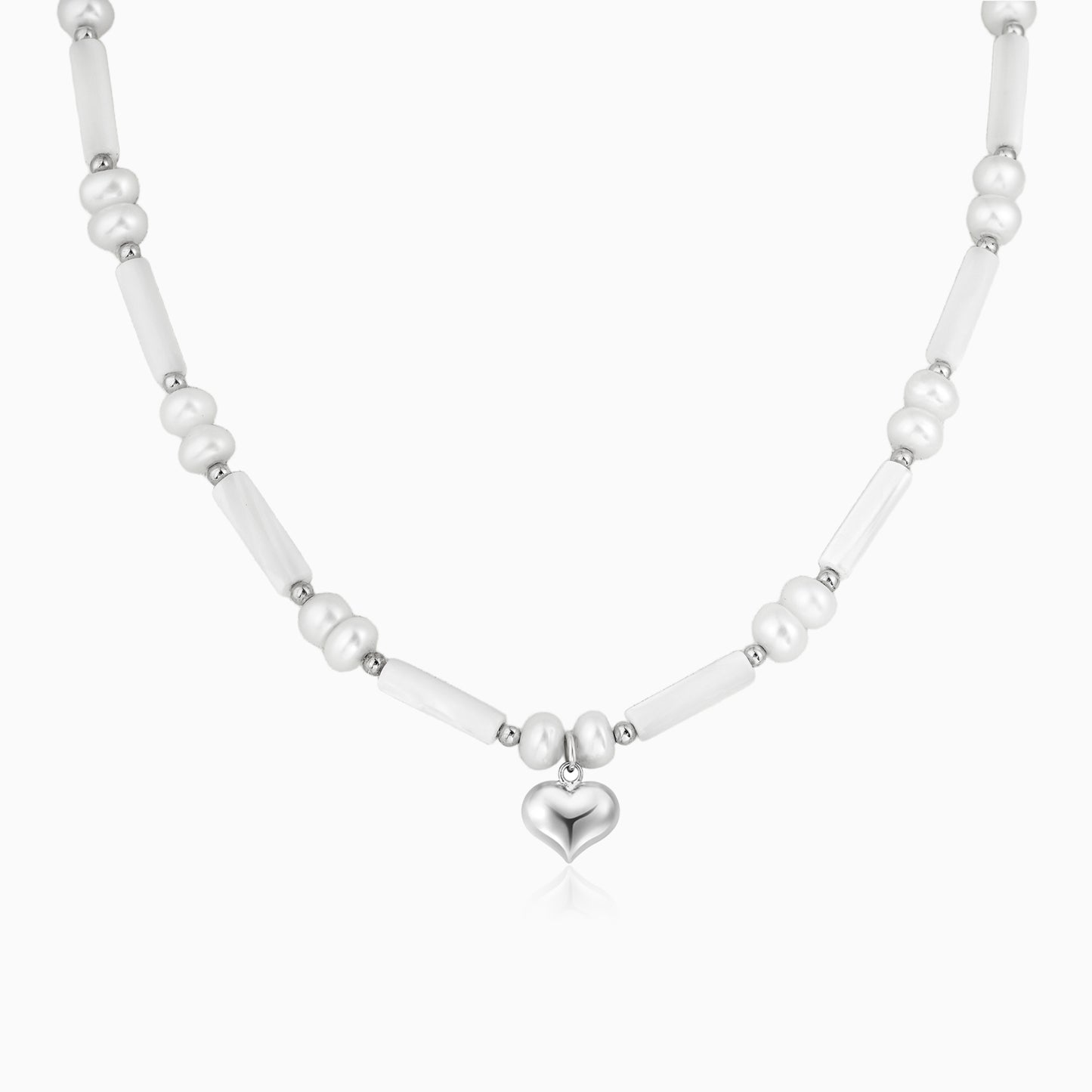 Natural Freshwater Pearl Baroque Shell Heart Pendant Necklace