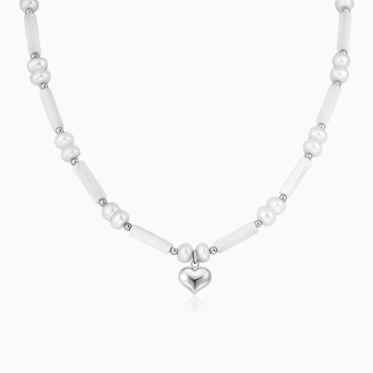 Natural Freshwater Pearl Baroque Shell Heart Pendant Necklace