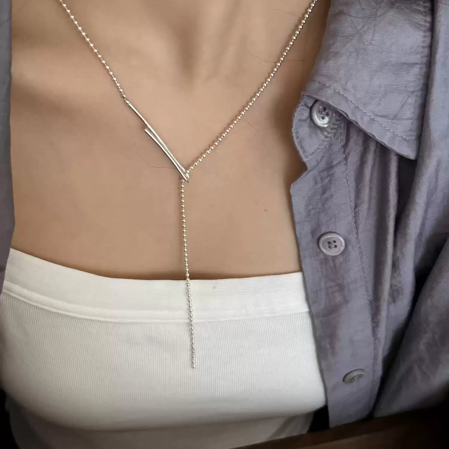 Linear Bar Lariat Necklace
