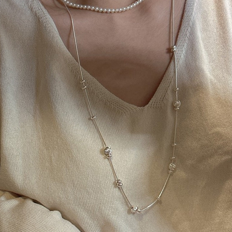 Textured Bead Snake Chain Necklace