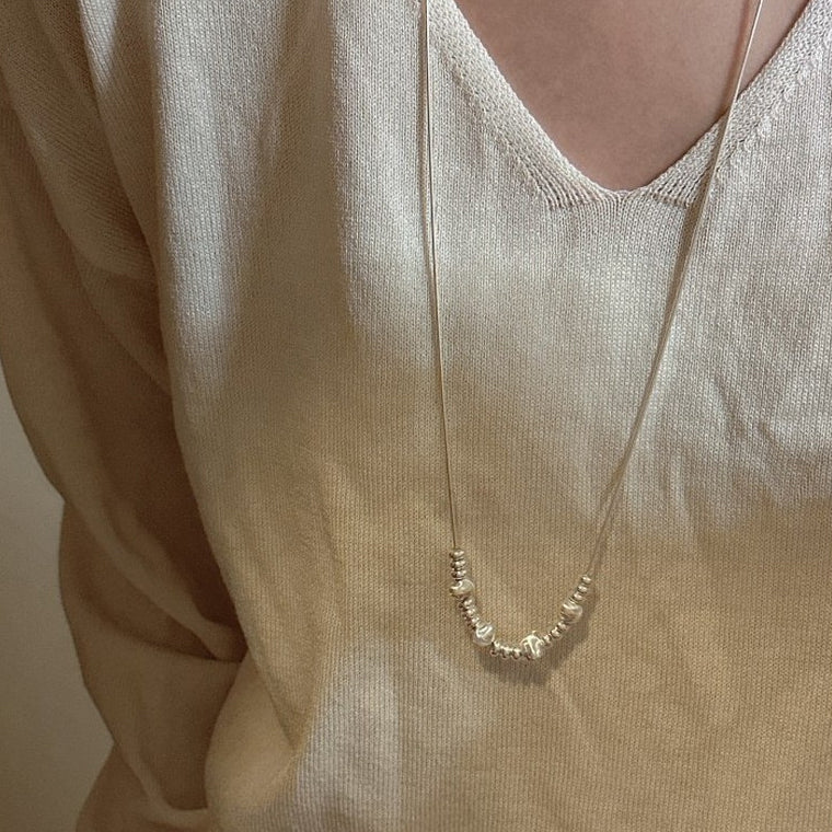 Textured Bead Snake Chain Necklace