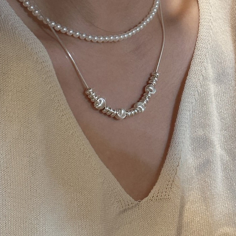 Textured Bead Snake Chain Necklace