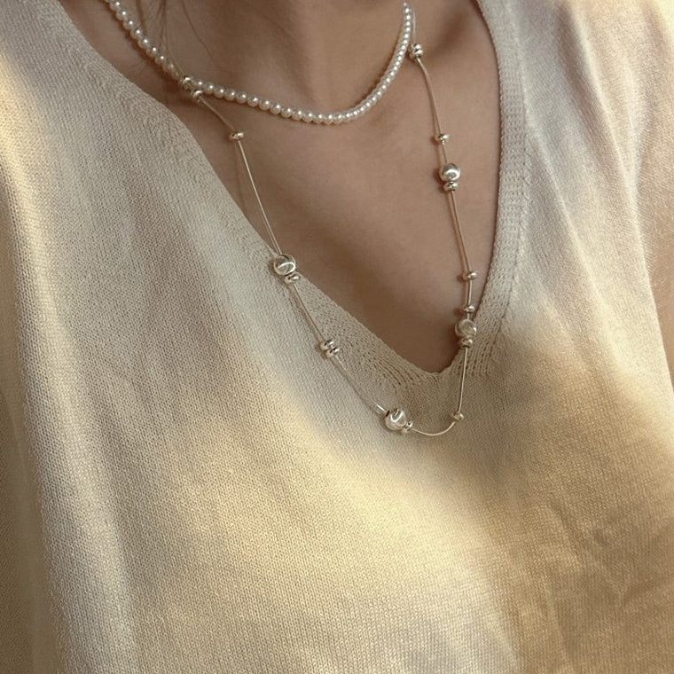 Textured Bead Snake Chain Necklace