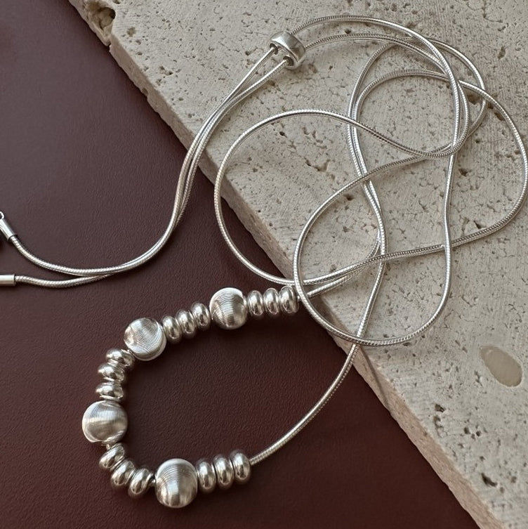 Textured Bead Snake Chain Necklace