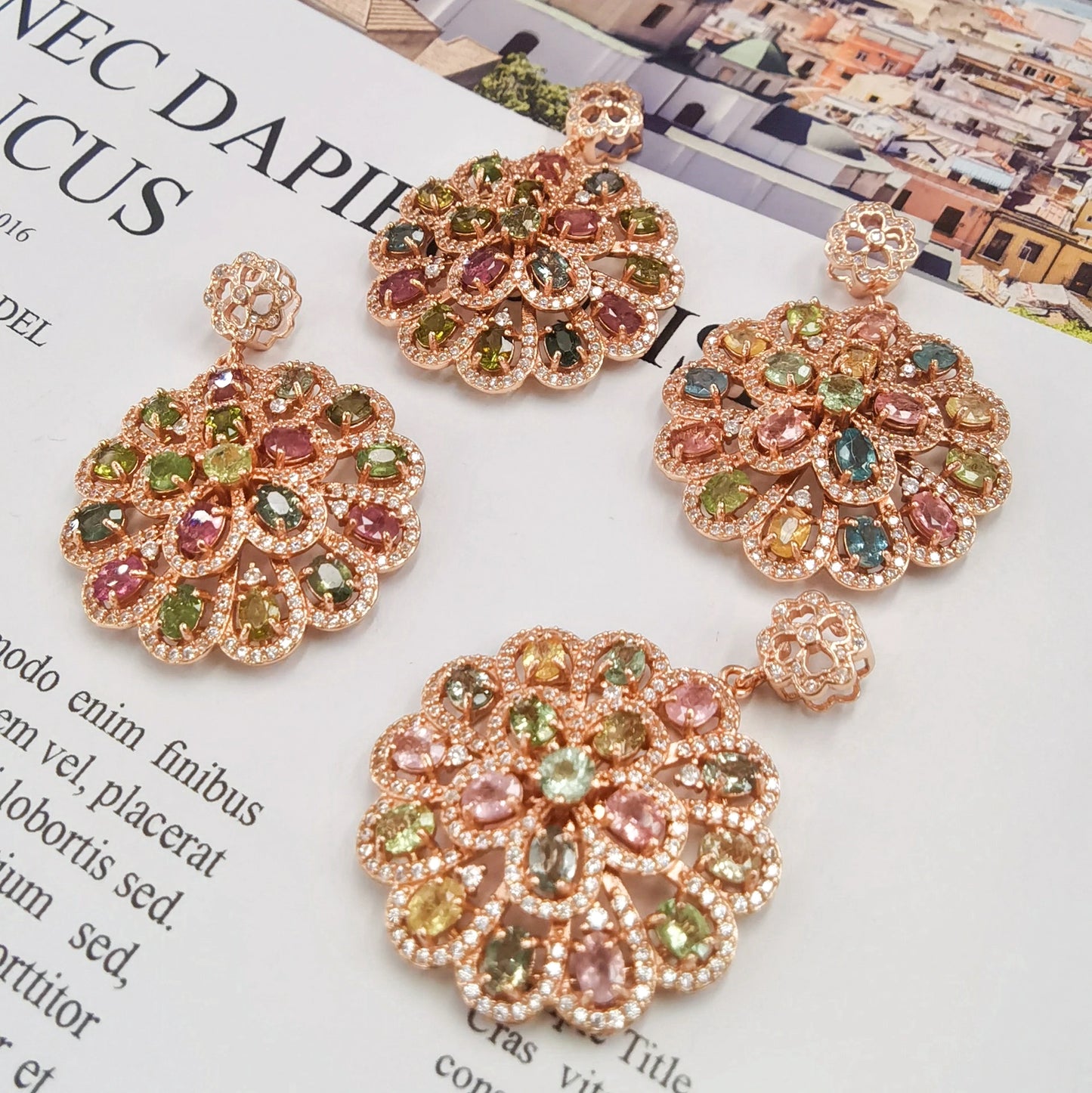 Sunburst Tourmaline Flower Pendant