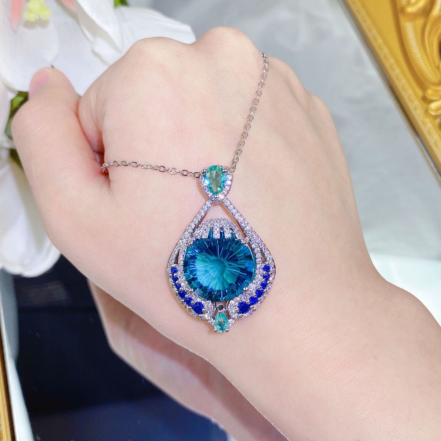 Blue Tide Teardrop Necklace