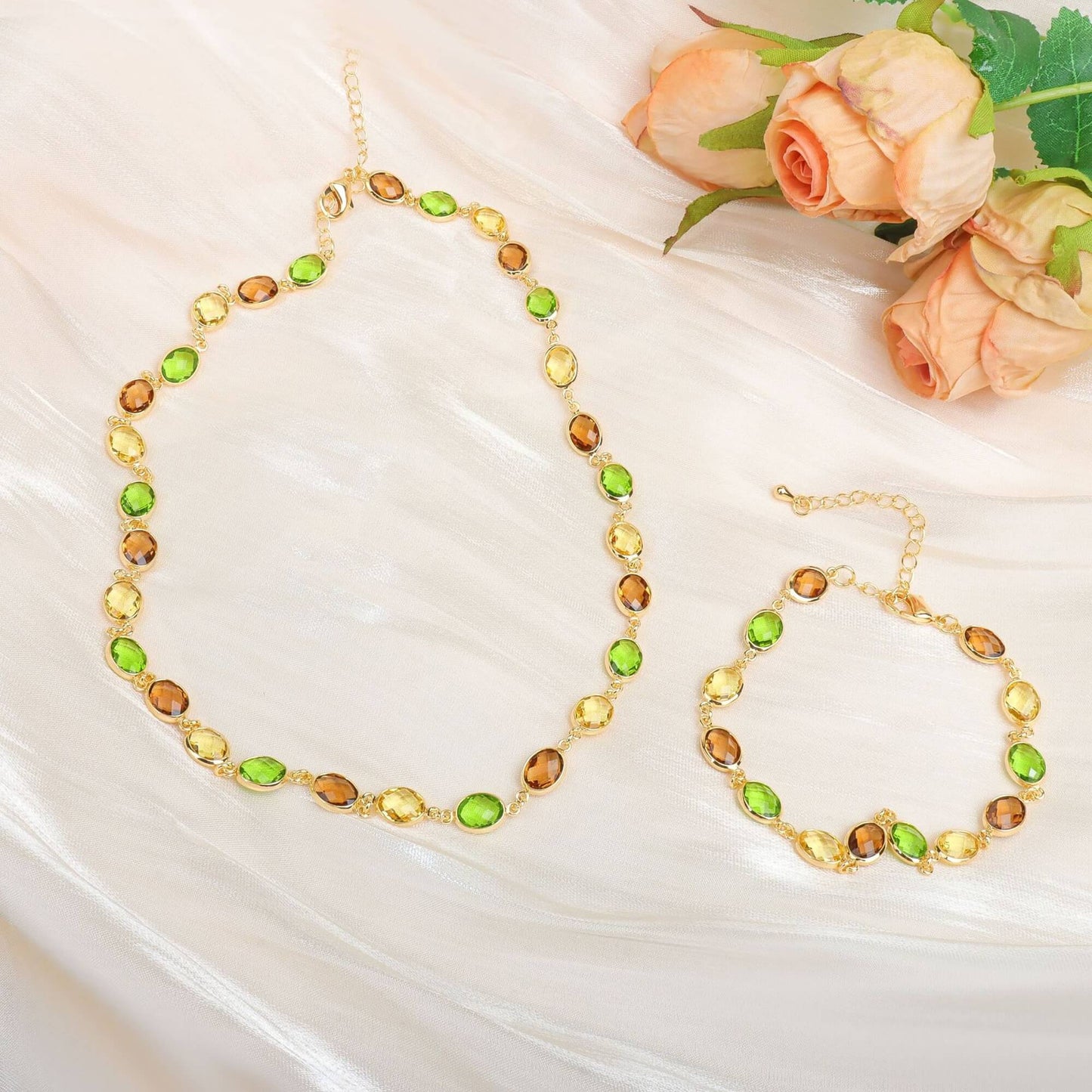 Olive Gem Link Bracelet