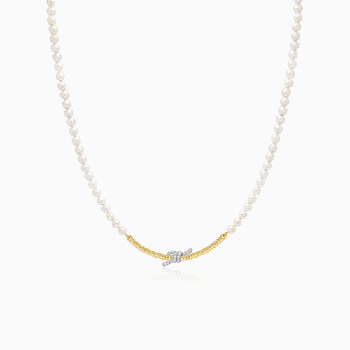 Rope Knot Pearls Necklace