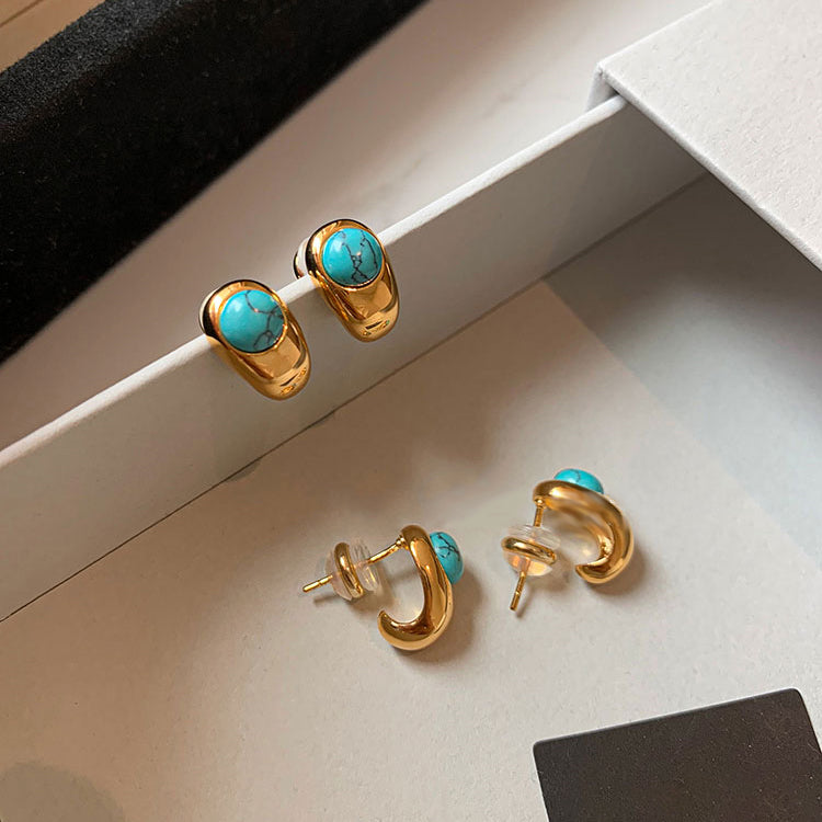 Turquoise Gold Plated Earrings