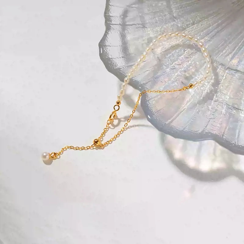 S925 Natural Pearl Gold Plated Bracelet