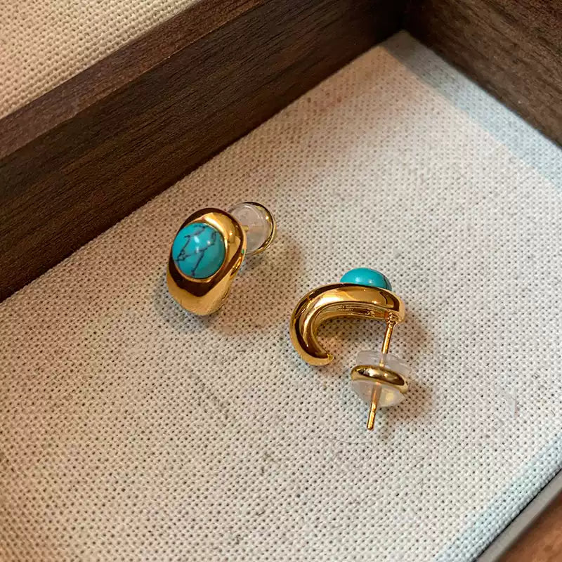 Turquoise Gold Plated Earrings