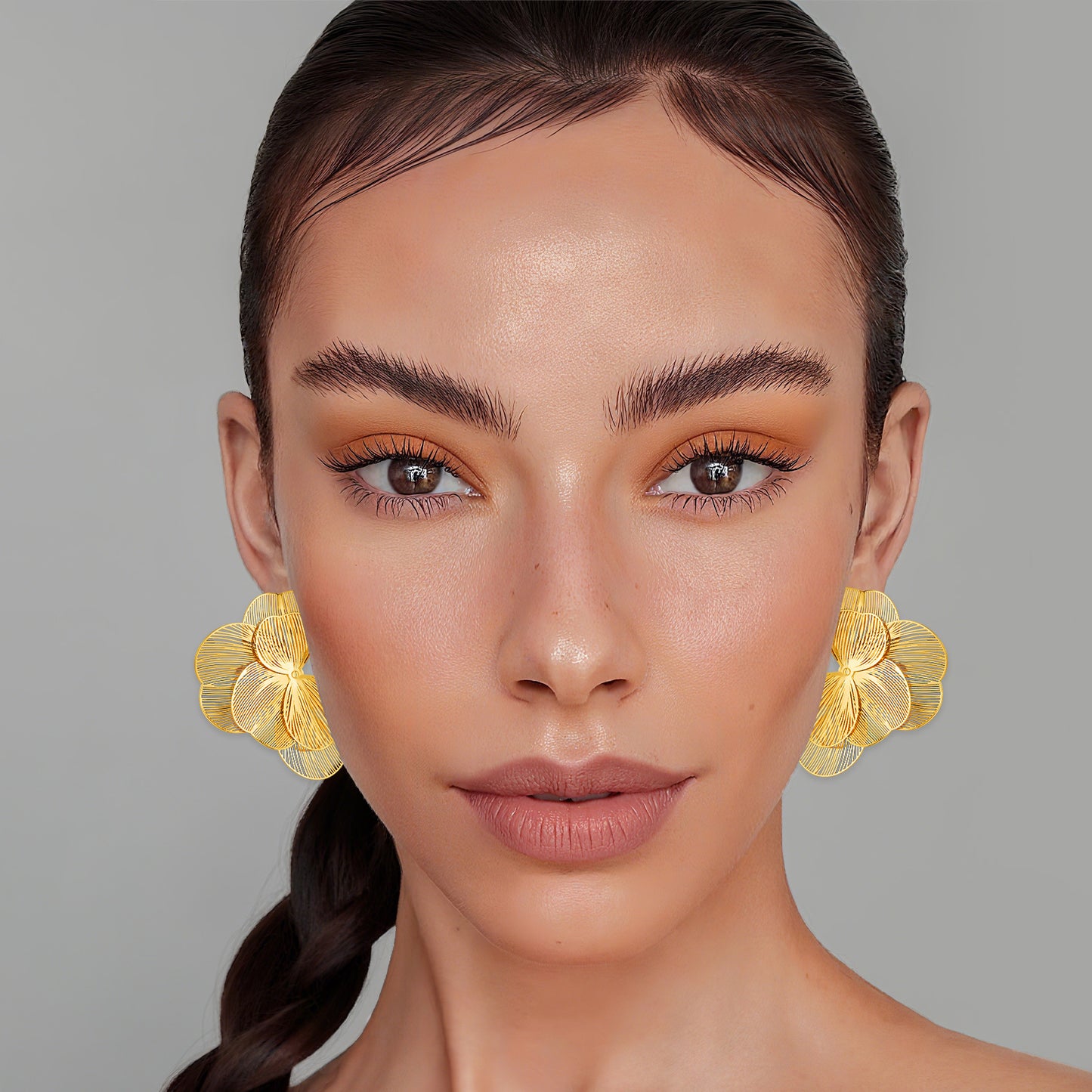 Layered Flower Statement Earrings