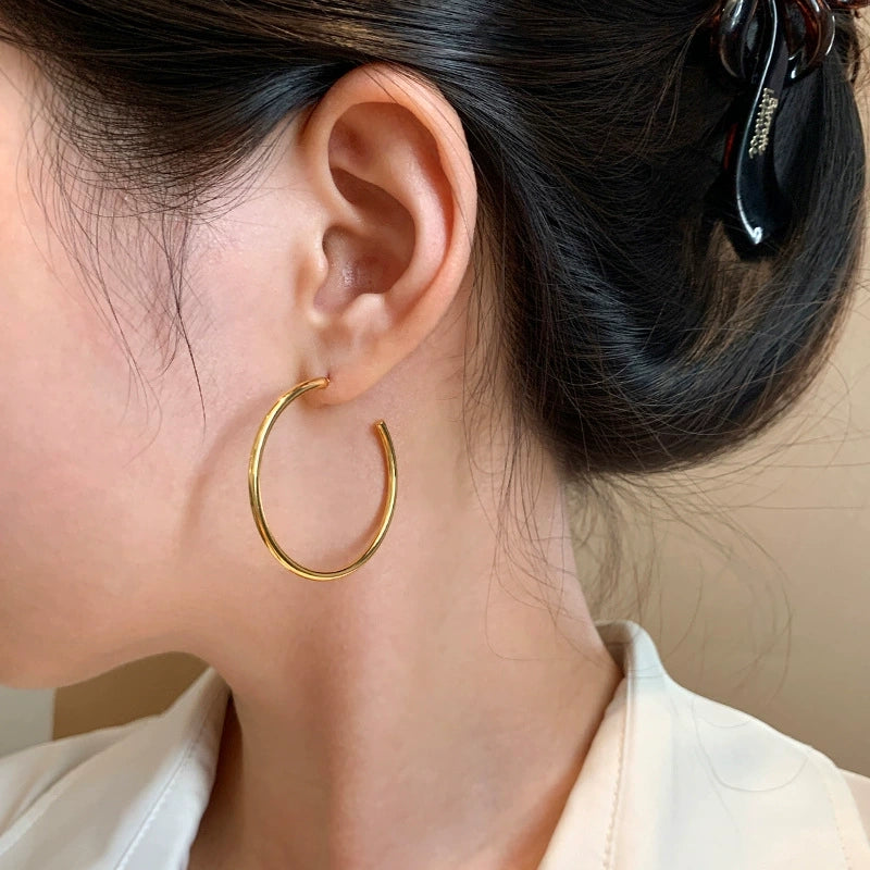 Plain Statement Hoop Earrings