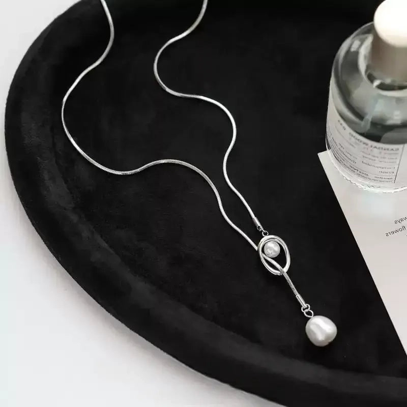 Skin-Friendly Lariat-Style Pearl Necklace