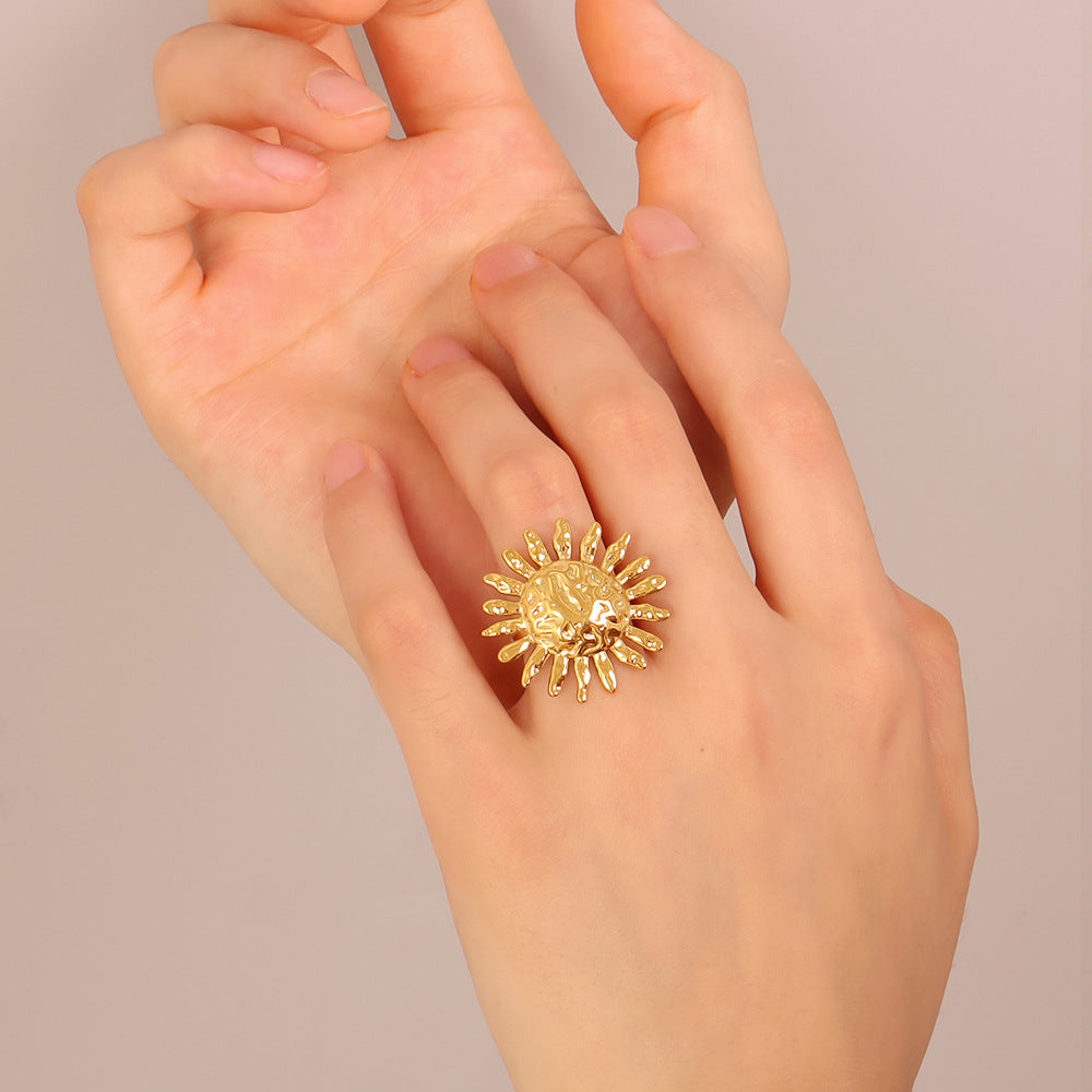 Textured Sunburst Boho Statement Ring