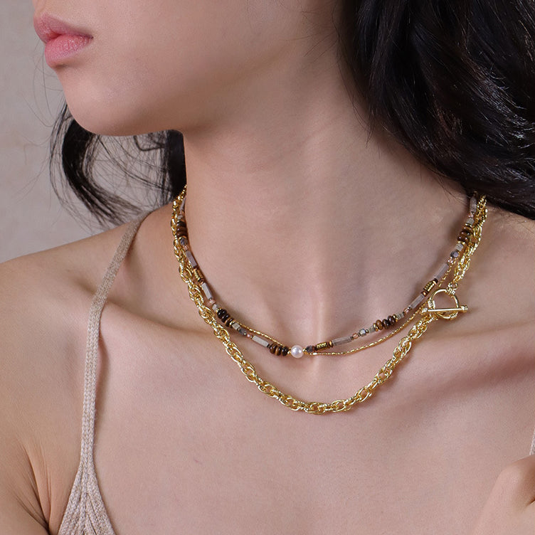 Maillard Style Natural Stone Necklace Set