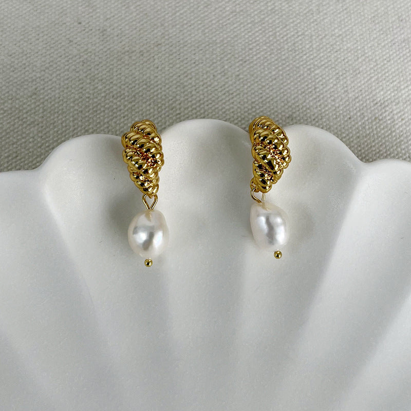 Croissant Baroque Pearls Gold Plated Earrings