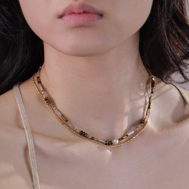 Maillard Style Natural Stone Necklace Set