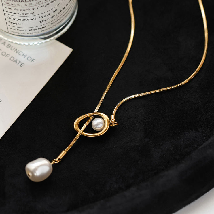 Skin-Friendly Lariat-Style Pearl Necklace