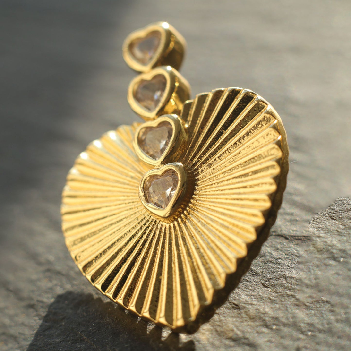 Retro Heart Shaped Gold Plated Earring