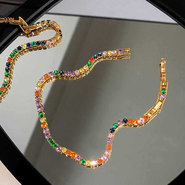 Colorful Zircon Gold Plated Necklace