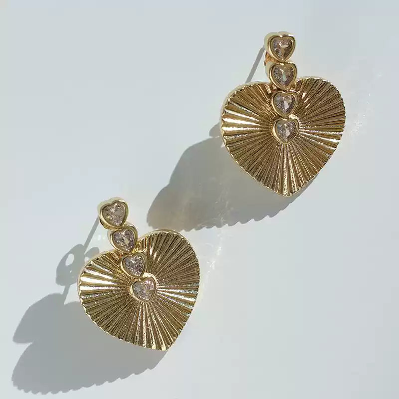 Retro Heart Shaped Gold Plated Earring