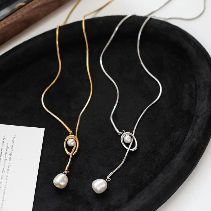 Skin-Friendly Lariat-Style Pearl Necklace