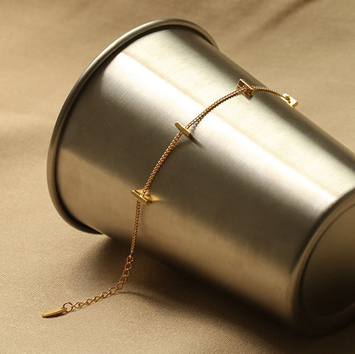 Gold Plated Copper Bracelet with Bar Accents