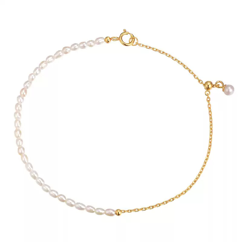 S925 Natural Pearl Gold Plated Bracelet