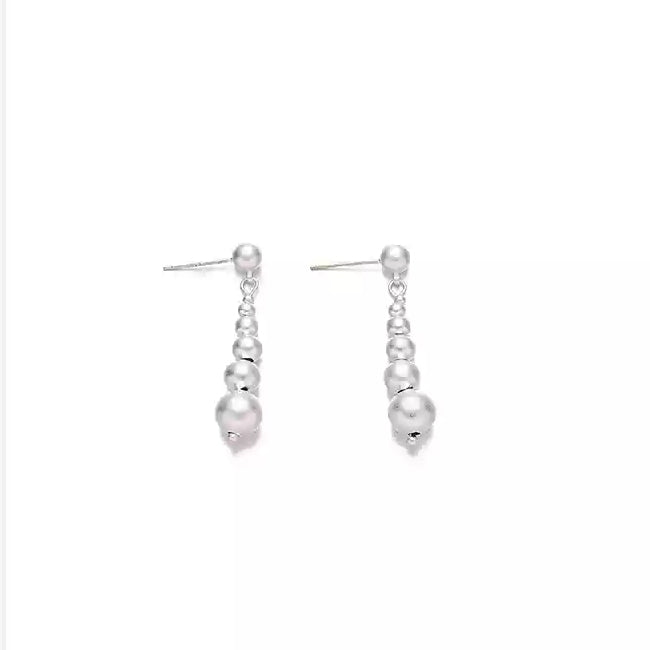 Tiered Beads Gold Plated Dangle Earrings